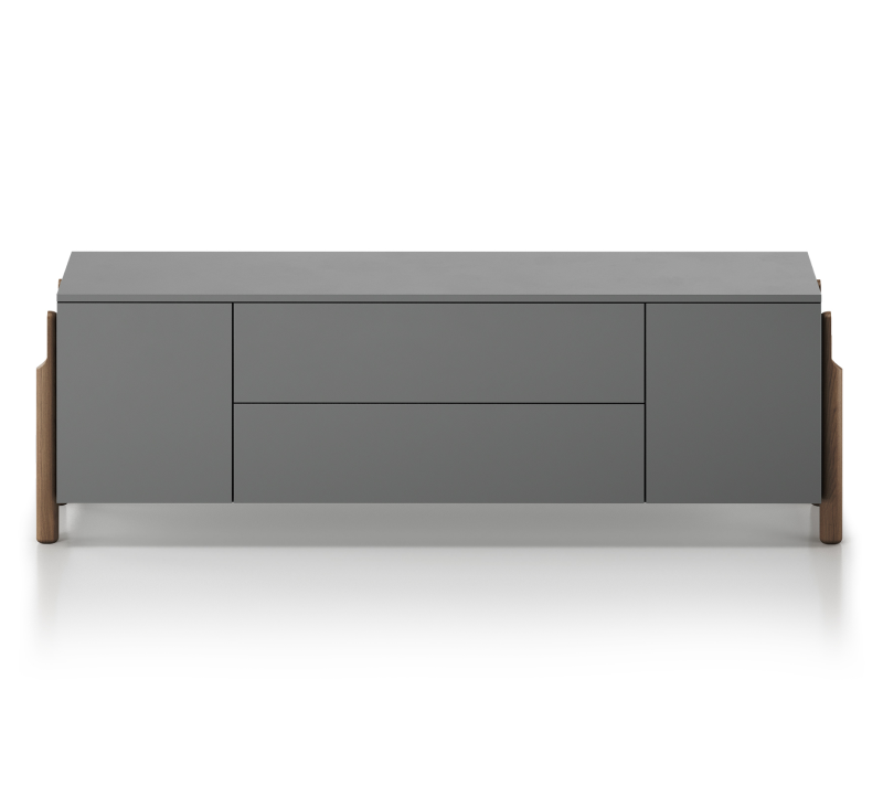 Тумба-комод с 2-мя дверьми и ящиками Basic серый