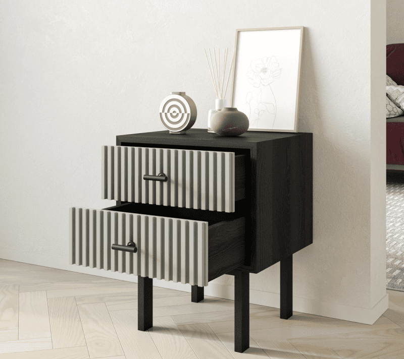 Тумба прикроватная Emerson серый/черный EM16/gray/L_2