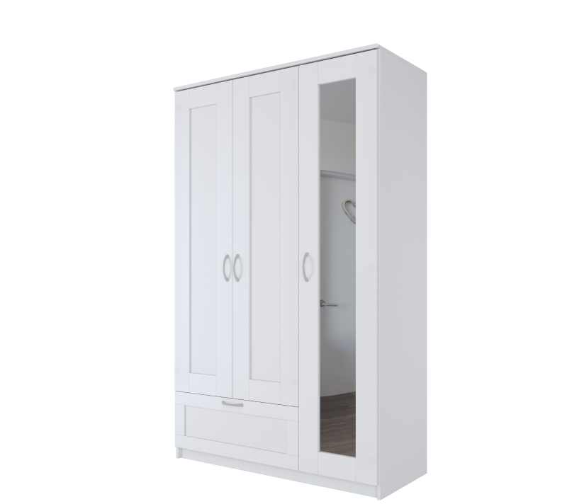 Шкаф комбинированный с 3 дверцами и ящиком Sirius белый_2