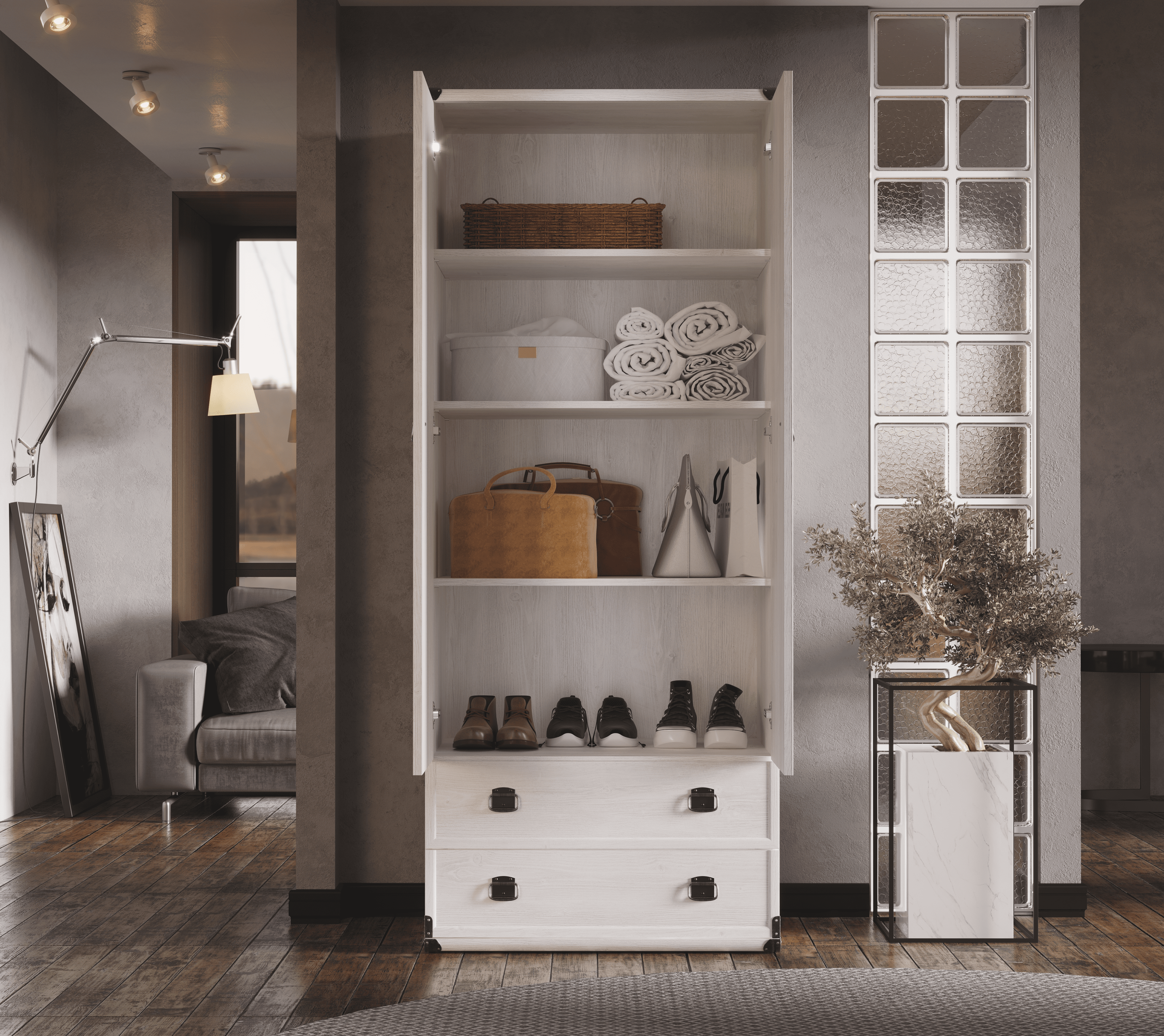 Шкаф с полками Индиана сосна каньон JSZF2D2S_2