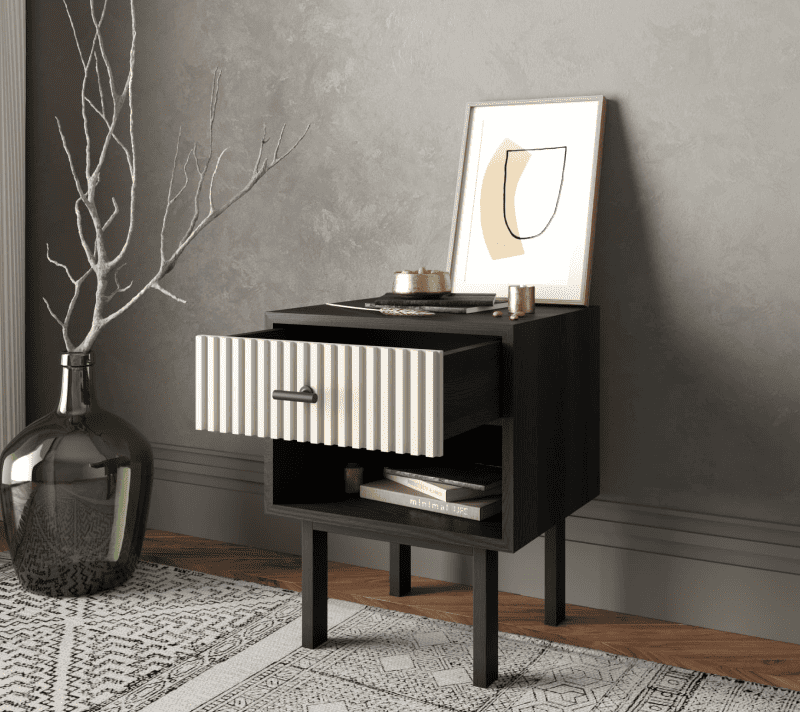 Тумба прикроватная Emerson белый/черный EM11/milky/L_2