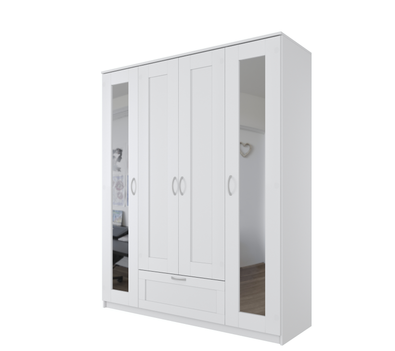 Шкаф комбинированный с 4 дверцами и ящиком Sirius белый_2