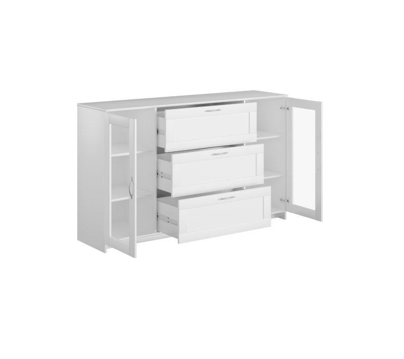 Тумба-витрина с 2 дверцами и с 3 ящиками Sirius белый 156x95_1