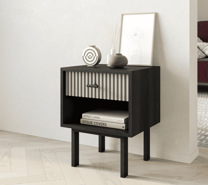 Тумба прикроватная Emerson серый/черный EM11/gray/L_3