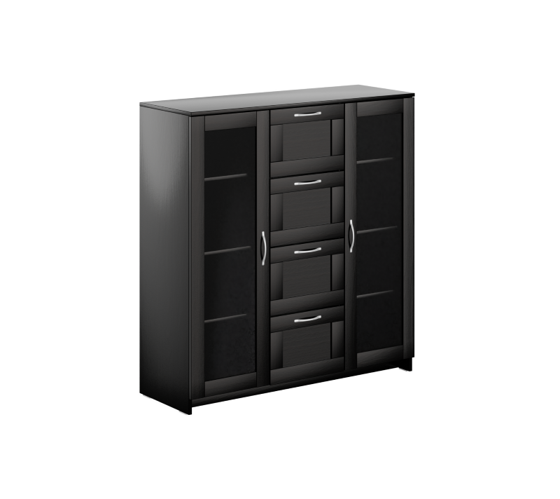 Тумба-витрина с 2 дверцами и с 4 ящиками Sirius дуб венге 117x123_2