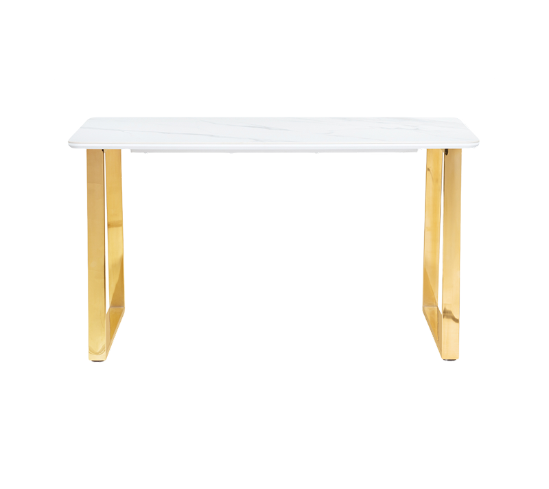 Стол керамический Селена 2 белый мрамор/золото 160х90х77