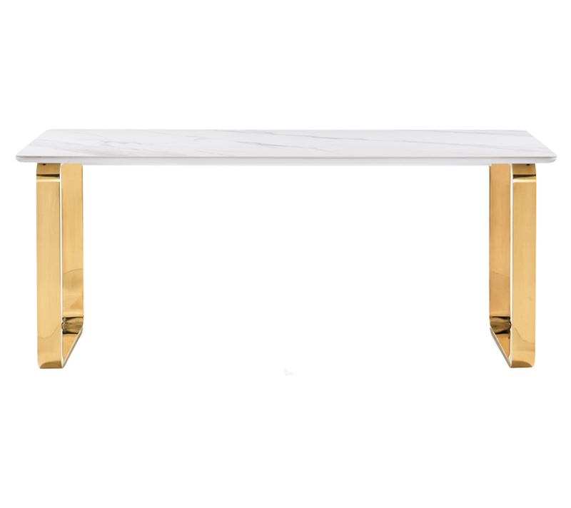 Стол керамический Селена 4 белый мрамор/золото 180х90х77