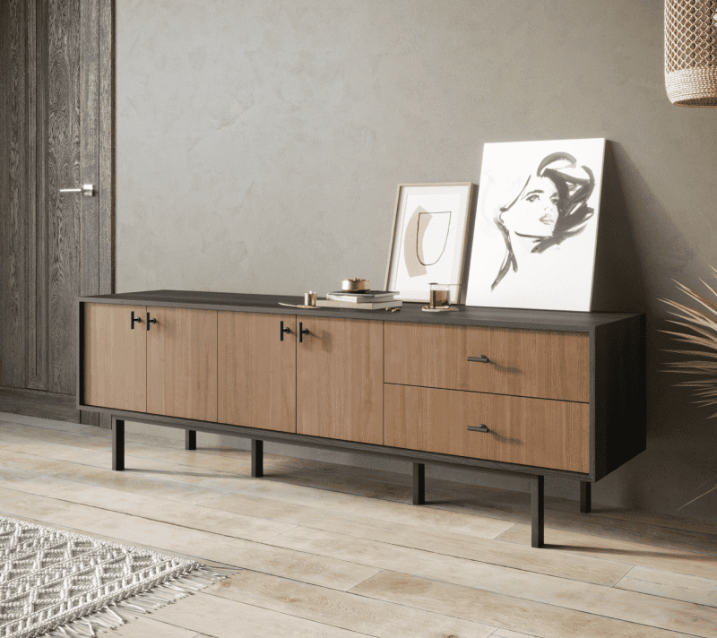 Тумба-комод Emerson коричневый/черный EM04_3