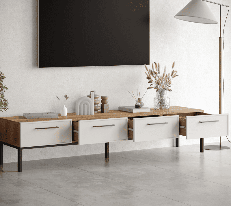 Тумба под телевизор Николь белый NEM06_2