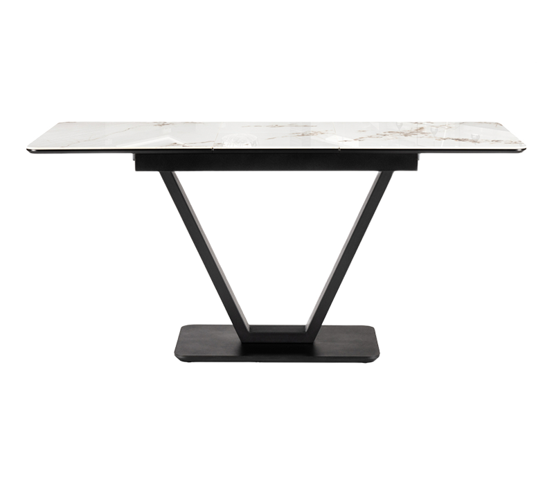 Стол на тумбе Бугун белый мрамор глянец/черный_1