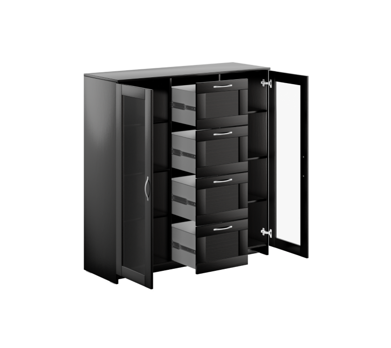 Тумба-витрина с 2 дверцами и с 4 ящиками Sirius дуб венге 117x123_1