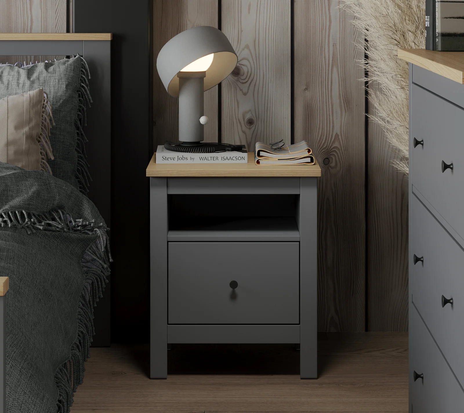 Тумба прикроватная Сага серый/ясень_4