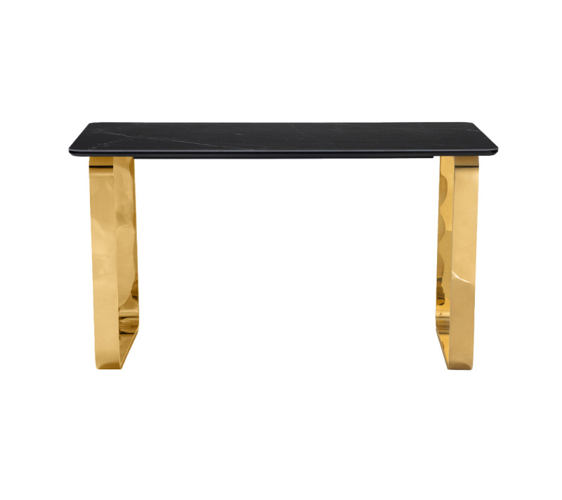 Стол керамический Селена 4 черный мрамор/золото 140х80