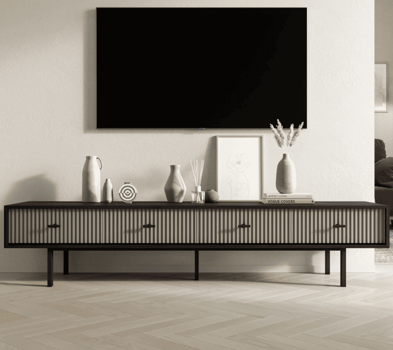 Тумба под телевизор Emerson серый/черный EM06/gray/L_1