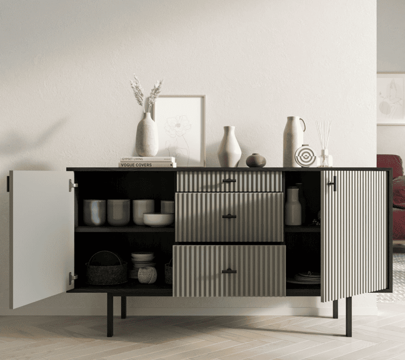 Тумба-комод Emerson серый/черный EM08/gray/L_2