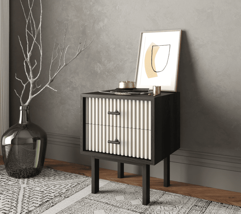 Тумба прикроватная Эмерсон белый/черный EM16/milky/L_3