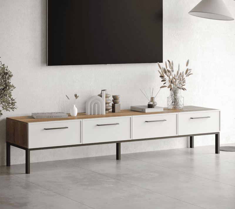 Тумба под телевизор Николь белый NEM06_3