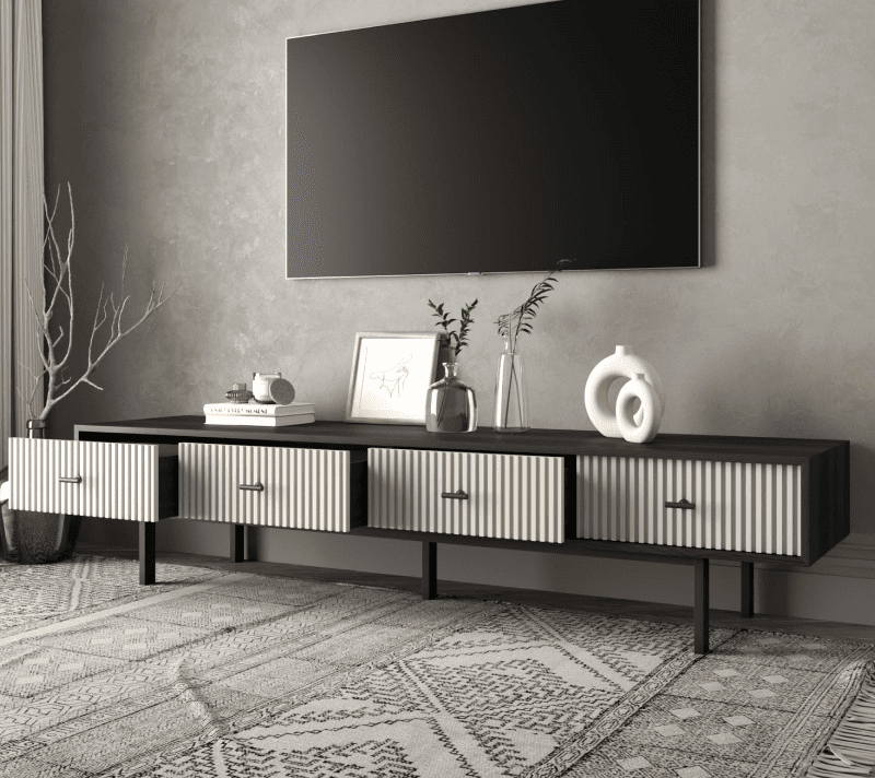 Тумба под телевизор Emerson белый/черный EM06/milky/L_2