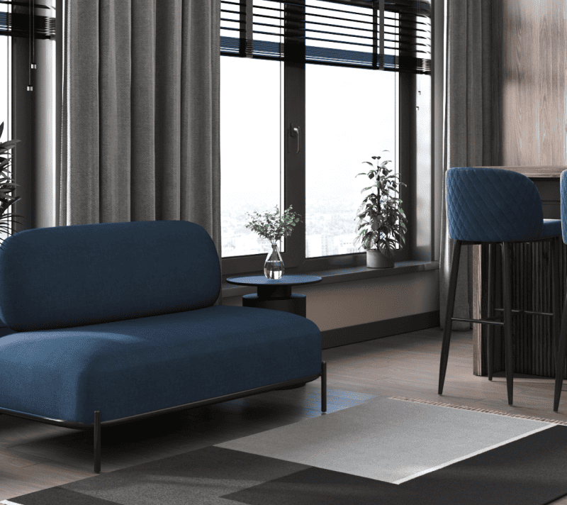 Стул барный Оскар велюр синий_2