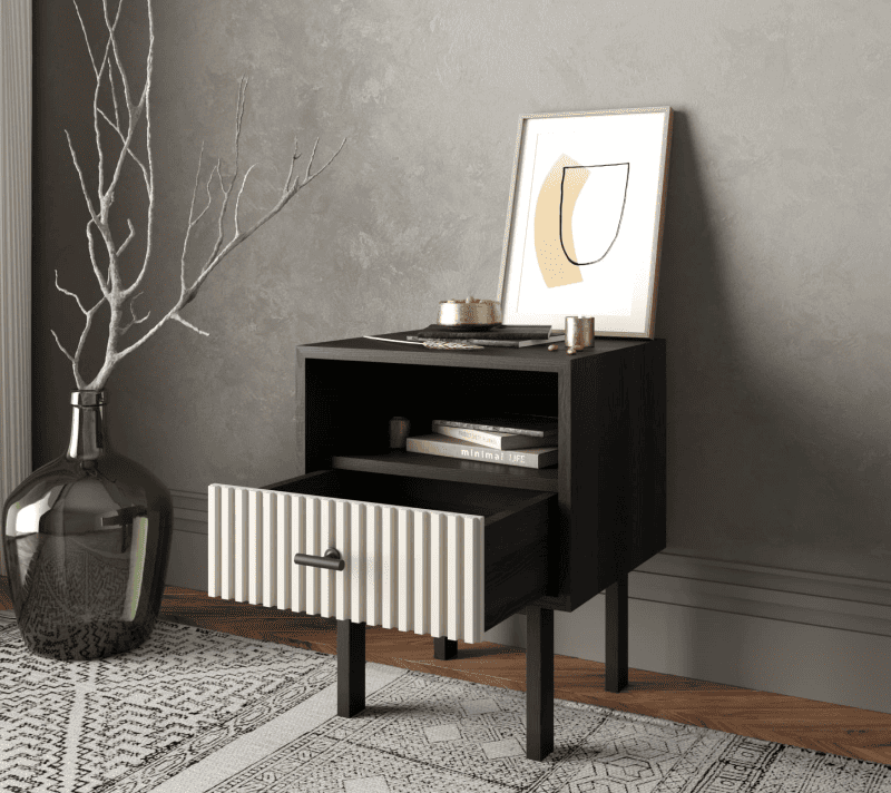Тумба прикроватная Emerson белый/черный EM17/milky/L_2