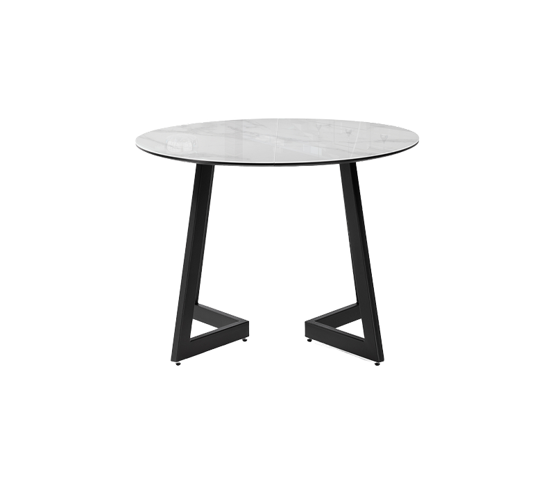 Стол круглый Алингсос белый мрамор/черный_2