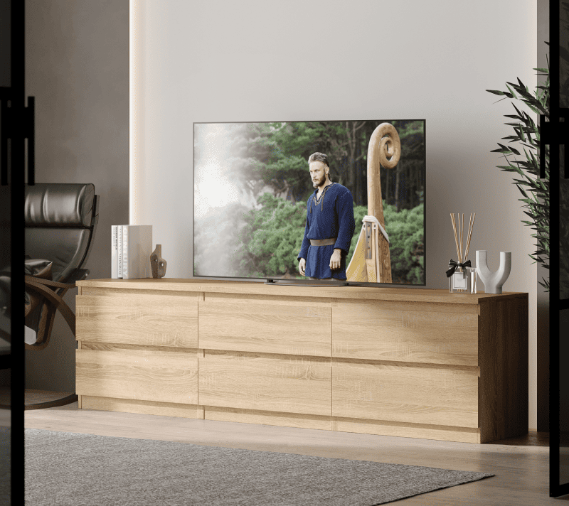 Тумба под телевизор с 6 ящиками Кастор сонома_3