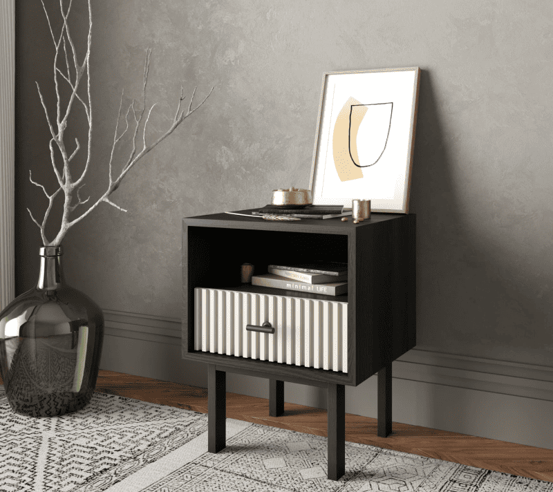 Тумба прикроватная Emerson белый/черный EM17/milky/L_3