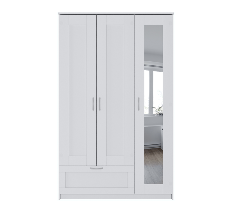 Шкаф комбинированный с 3 дверцами и ящиком Sirius белый