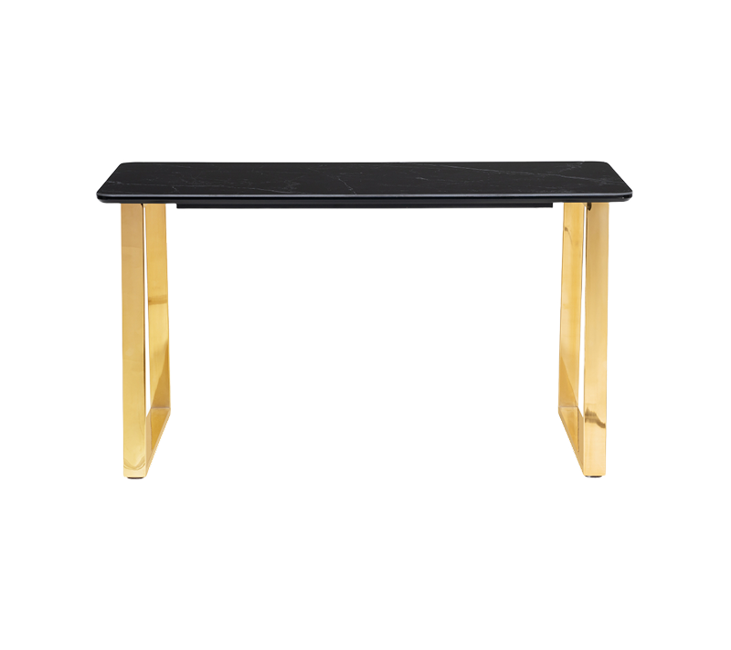 Стол керамический Селена 2 черный мрамор/золото 140х80