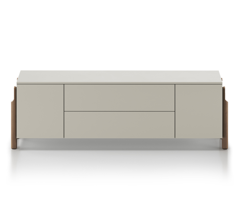 Тумба-комод с 2-мя дверьми и ящиками Basic серо-бежевый