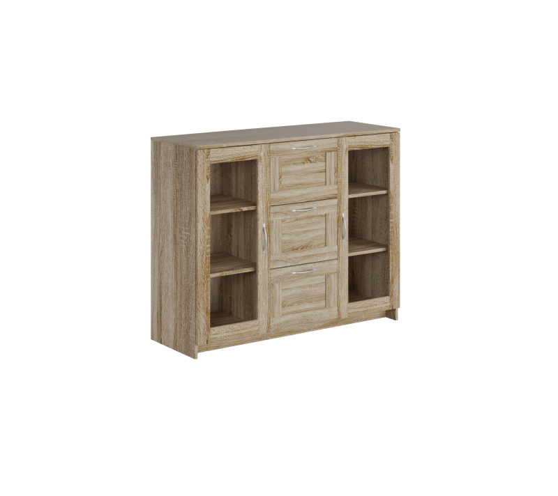 Тумба-витрина с 2 дверцами и с 3 ящиками Sirius сонома 117x95_2