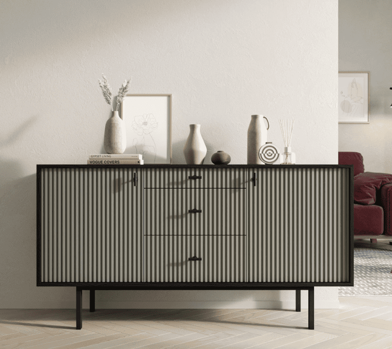 Тумба-комод Emerson серый/черный EM08/gray/L_1