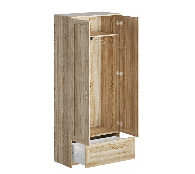 Шкаф для одежды с 2 дверцами и ящиком Sirius сонома_1
