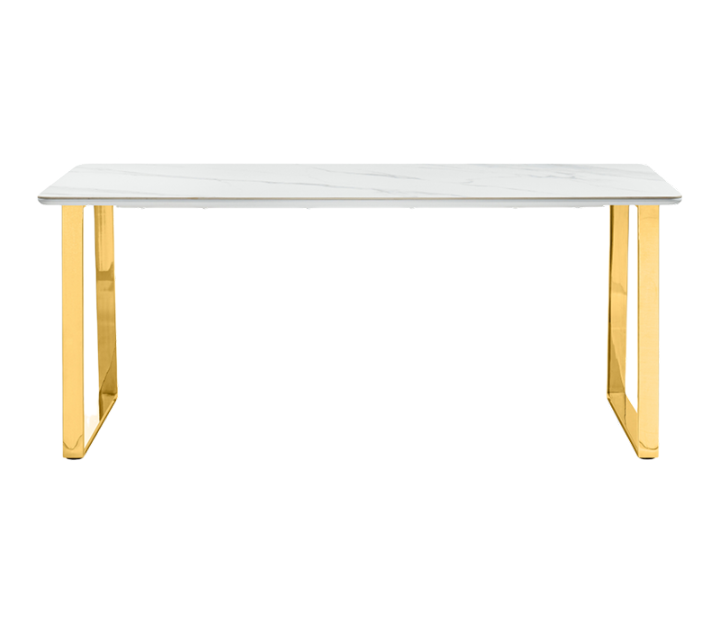 Стол керамический Селена 2 белый мрамор/золото 180х90х77