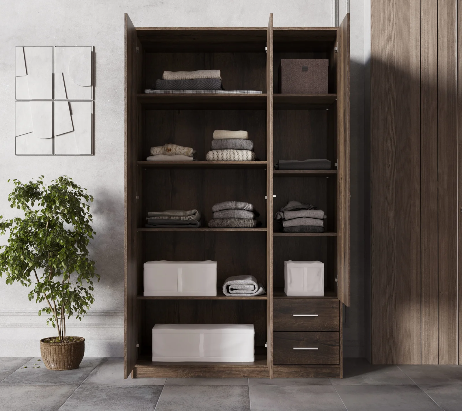 Шкаф Непо дуб монастырский SZF3D2S_2