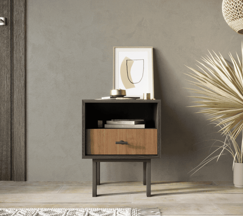 Тумба прикроватная Эмерсон коричневый/черный EM17_1