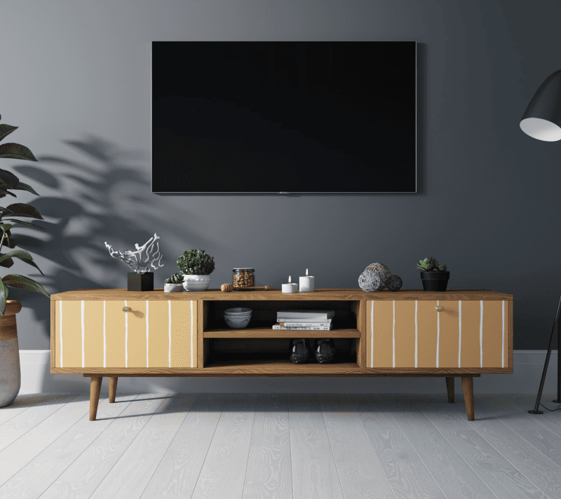 Тумба под телевизор Бербер оранжевый/коричневый BB49/Print_43_1