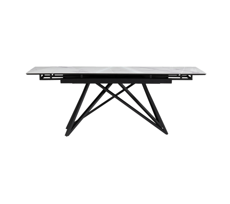 Стол стеклянный Вилсон белый мрамор/черный
