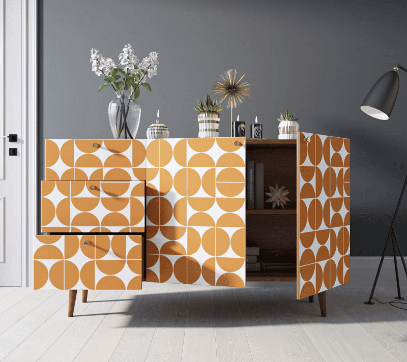 Тумба-комод Бербер оранжевый/белый BB17/Print_14_2
