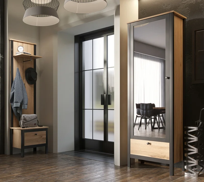Шкаф с зеркалом Loft дуб вотан SZF1W1S/60_5