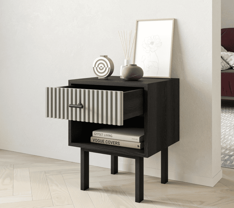 Тумба прикроватная Emerson серый/черный EM11/gray/L_2