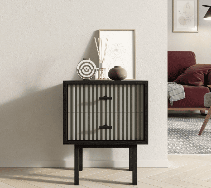 Тумба прикроватная Emerson серый/черный EM16/gray/L_1