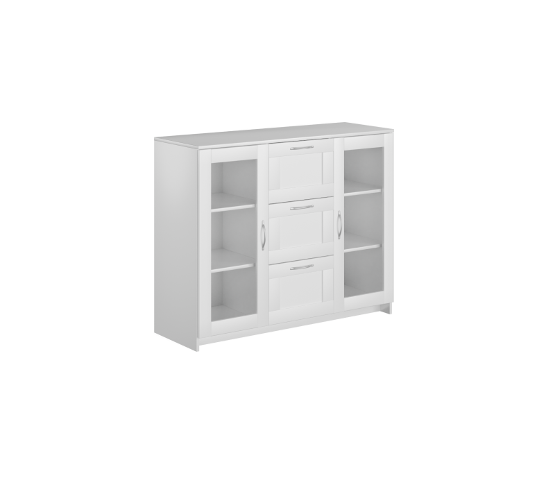 Тумба-витрина с 2 дверцами и с 3 ящиками Sirius белый 117x95_2