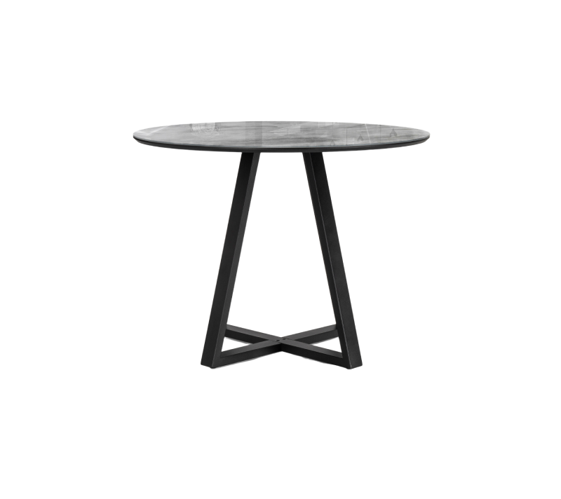 Стол круглый Норфолк серый мрамор/черный