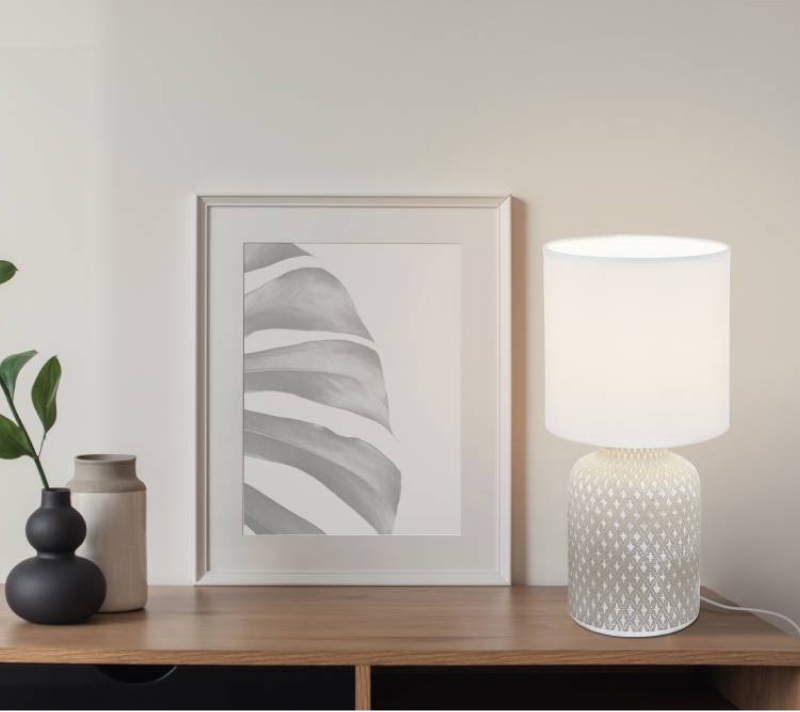 Настольная лампа Белларива белый/бежевый 97774_1