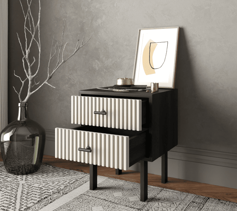 Тумба прикроватная Эмерсон белый/черный EM16/milky/L_2