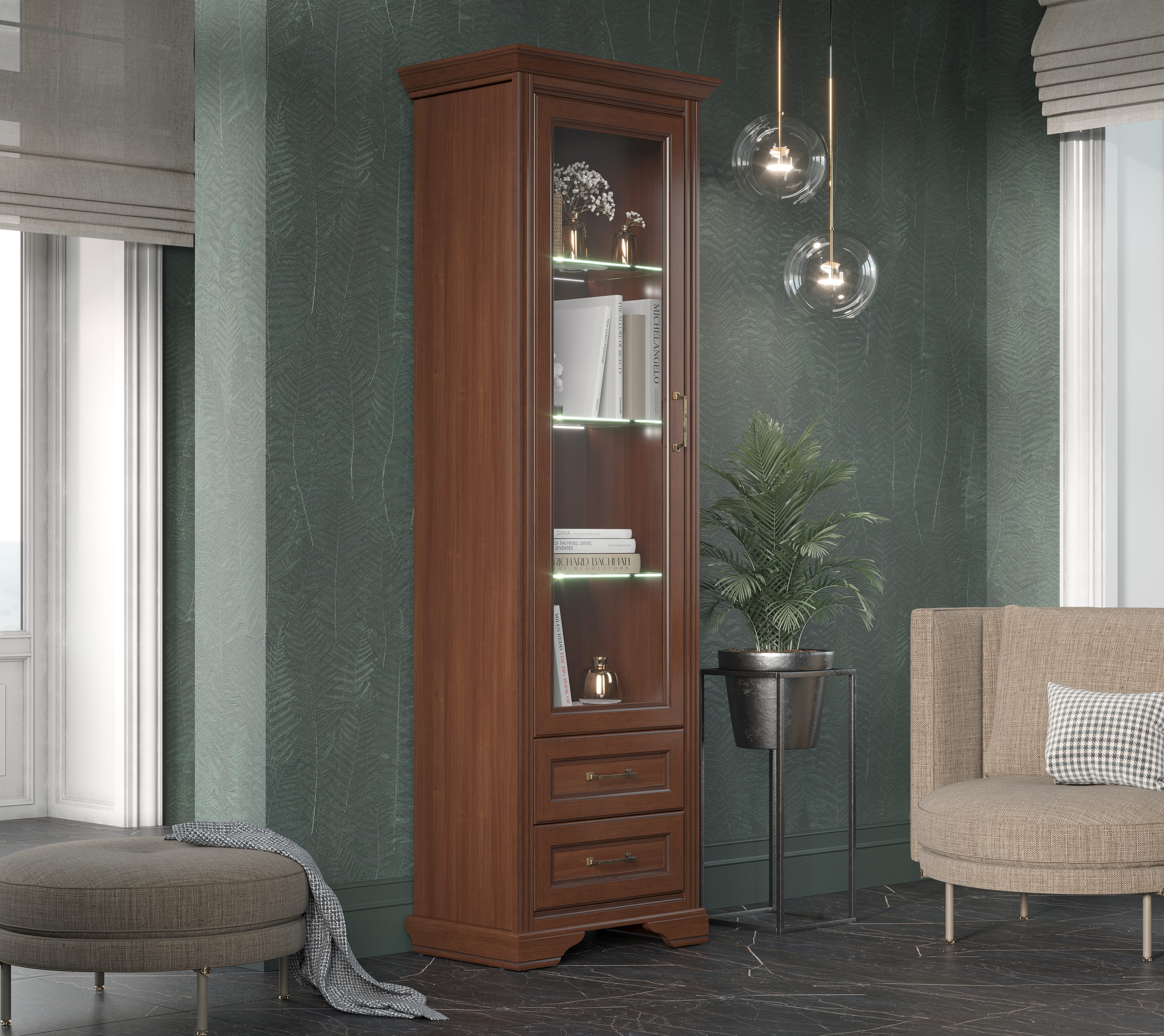 Витрина с подсветкой Stylius орех донской REG1W2S_3