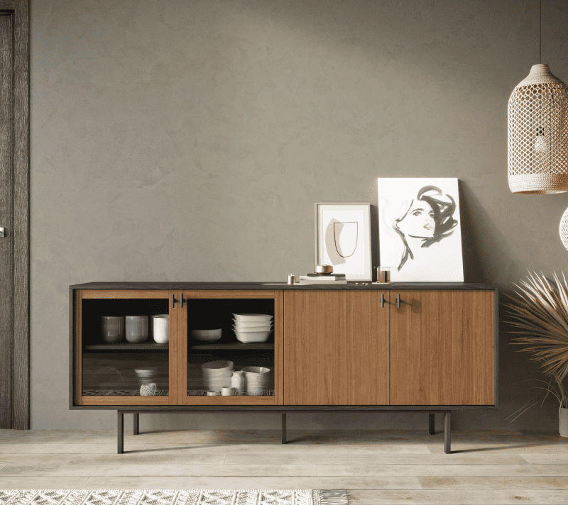 Тумба-витрина Emerson коричневый/черный EM13_1