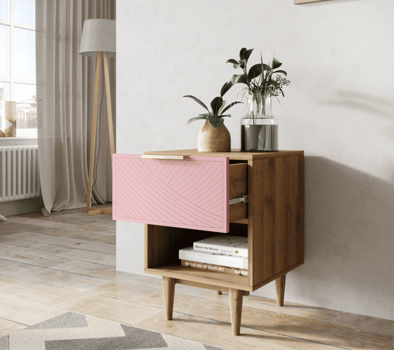 Тумба прикроватная Лайн розовый LN10/GR1/pink_2