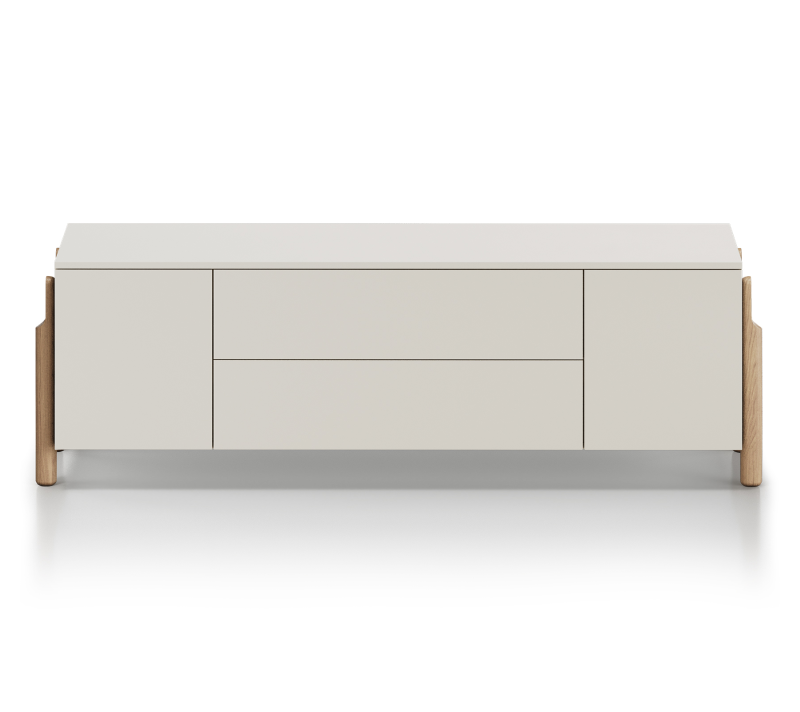 Тумба-комод с 2-мя дверьми и ящиками Basic молочный